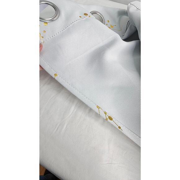 Grey-White & Gold Blackout Curtains 2 Panels 42x108" Insulated Grommet Style - Picture 7 of 9